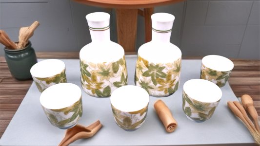 bottle and cups