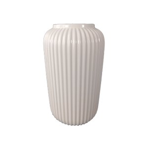 Ceramic Ribbed Cylinder Stilren White Vase