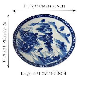 Japanese Arita Ko-Imari Blue and White Ceramic Pocelan charger plate