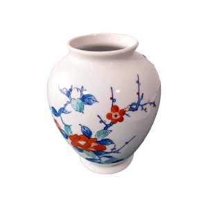 Japanese White Porcelain Floral Vase