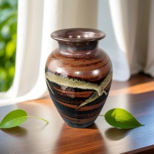 Japanese Mashiko Studio Pottery Round Ceramic Jar Vase