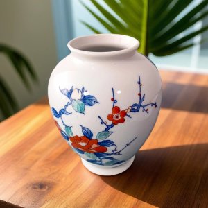 Japanese White Porcelain Floral Vase