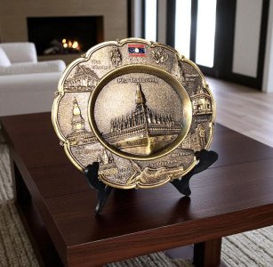 Laos Souvenir State plate Victory Gate Landmark Blonde