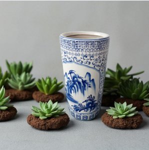 Chinese Blue and White Porcelain Vase/Umbrella Holder