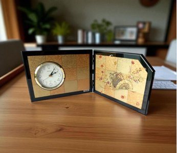 Vintage Kansai Black Lacquer Folding Clock