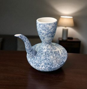 Vintage Japanese Pitcher Vase Blue and White