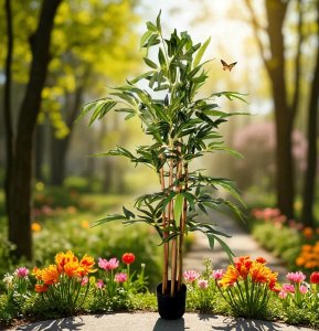 Bamboo in plastic pot