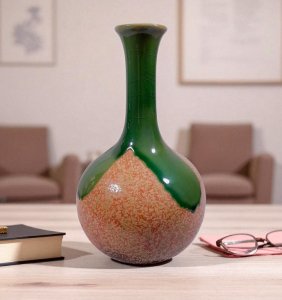 Ceramic Vase in  yellow & Green